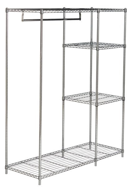 Safavieh Betsy Garment Rack Chrome Wire Adjustable Steel Abs Pe Carbon HAC1008A 889048133532