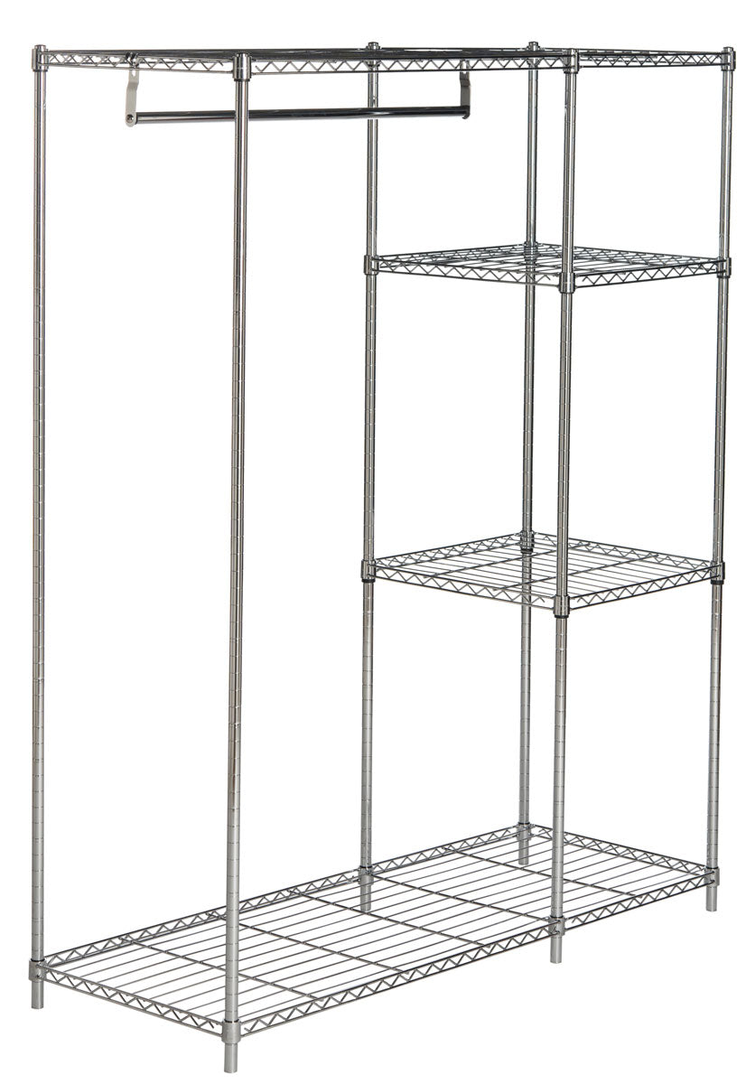 Safavieh Betsy Garment Rack Chrome Wire Adjustable Steel Abs Pe Carbon HAC1008A 889048133532