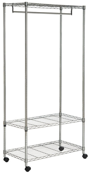 Safavieh Gordon Rack Chrome Wire 3 Tier Garment Steel Abs Pe Carbon HAC1009A 889048133549