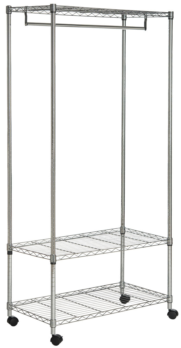 Safavieh Gordon Rack Chrome Wire 3 Tier Garment Steel Abs Pe Carbon HAC1009A 889048133549