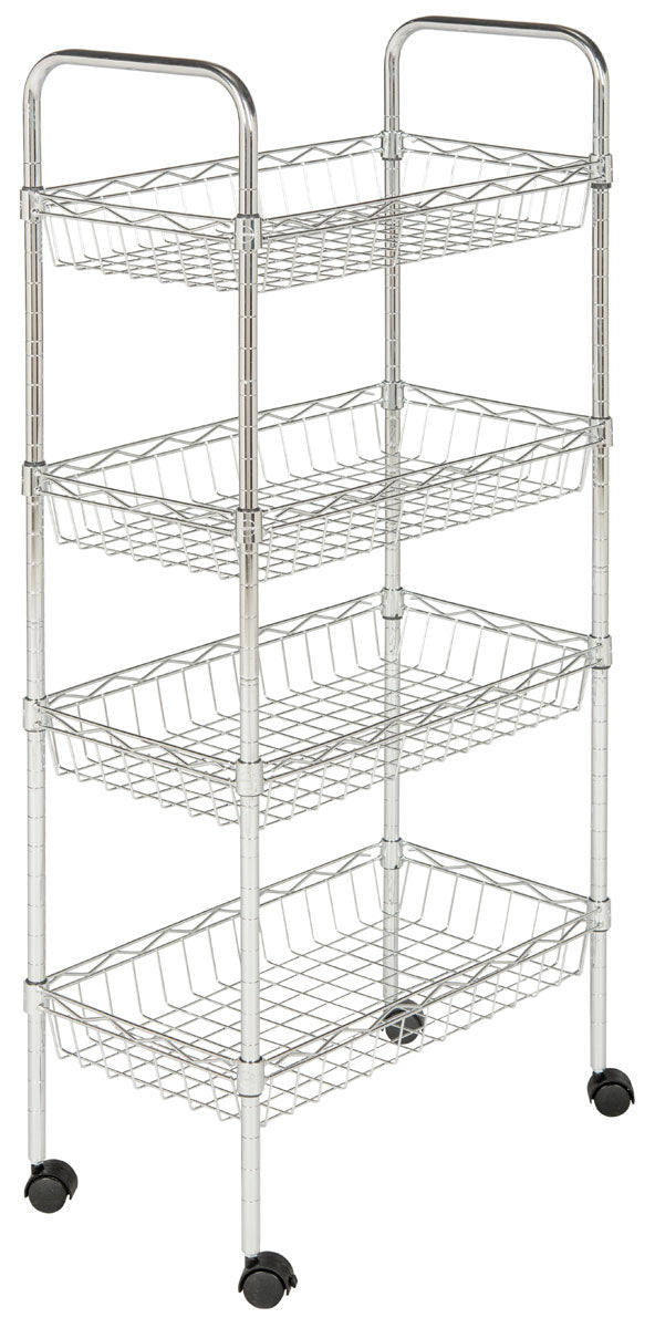 Pierre0 Chrome Wire Adjustable Mini Trolley (17.7 In. W X 9.8 In. D X 37.4 In. H)