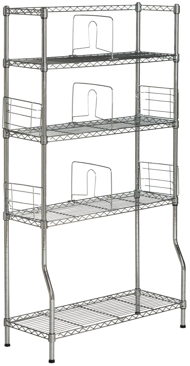 Safavieh Fernand Book Rack Chrome Wire Steel Abs Pe Carbon HAC1017A 889048135925