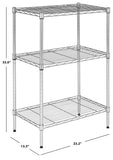 Sierra Mini 3 Tier Chrome Wire Shelve (23 In. W X 13 In. D X 35 In. H)