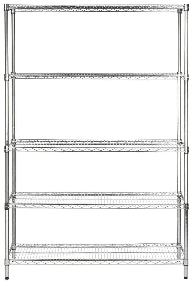 Safavieh Echo Shelve 5 Tier Heavy Duty Chrome Wire Steel Abs Pe Plating Carbon HAC2004A 889048181106