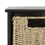 Safavieh Finley Wall Rack Hanging 3 Basket Black Water Based Paint Pinewood MDF Seagrass HAC5700A 889048309135
