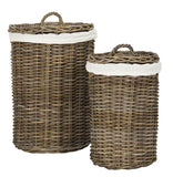 Millen Laundry Baskets Round Rattan Natural NC Coating Mahogany - Set of 2