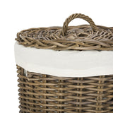 Safavieh Millen Laundry Baskets Set of 2 Round Rattan Natural NC Coating Mahogany HAC6001A 889048321212