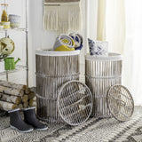 Safavieh Libby Storage Hamper with Liner White Wash Rattan Full Kubu HAC6502A 889048322097