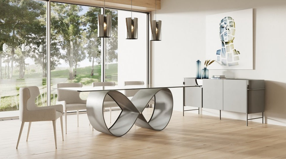 VIG Furniture Modrest Hadley- Glass & Matte Grey Dining Table VGGM-DT-CASTA-DT VGGM-DT-CASTA-DT