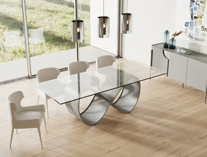 VIG Furniture Modrest Hadley- Glass & Matte Grey Dining Table VGGM-DT-CASTA-DT VGGM-DT-CASTA-DT
