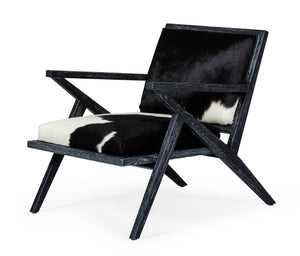 VIG Furniture Modrest Hallam - Glam Black and White Cowhide Accent Chair VGODZW-956