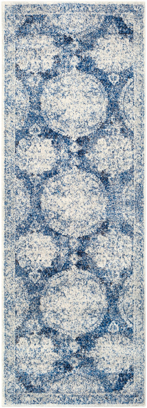 Harput HAP-1039 Traditional Polypropylene Rug HAP1039-2773 Dark Blue, Ivory, Light Gray, Charcoal 100% Polypropylene 2'7" x 7'3"