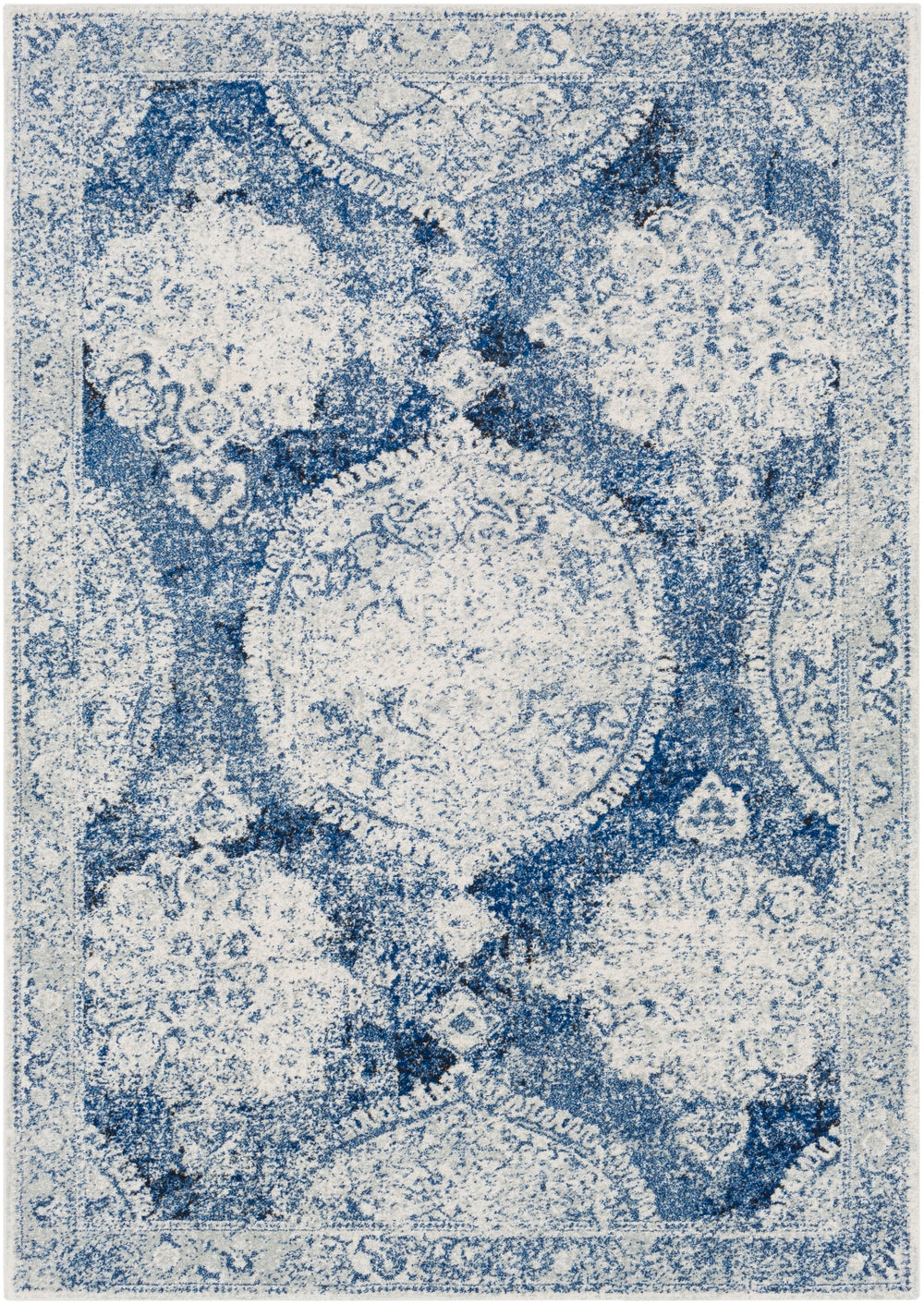 Harput HAP-1039 Traditional Polypropylene Rug HAP1039-93126 Dark Blue, Ivory, Light Gray, Charcoal 100% Polypropylene 9' x 12'6"