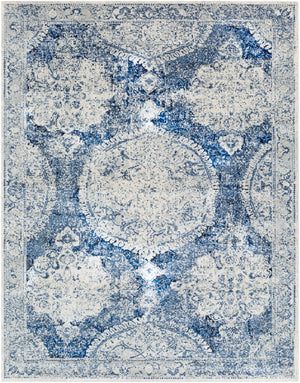 Harput HAP-1039 Traditional Polypropylene Rug HAP1039-710103 Dark Blue, Ivory, Light Gray, Charcoal 100% Polypropylene 7'10" x 10'3"
