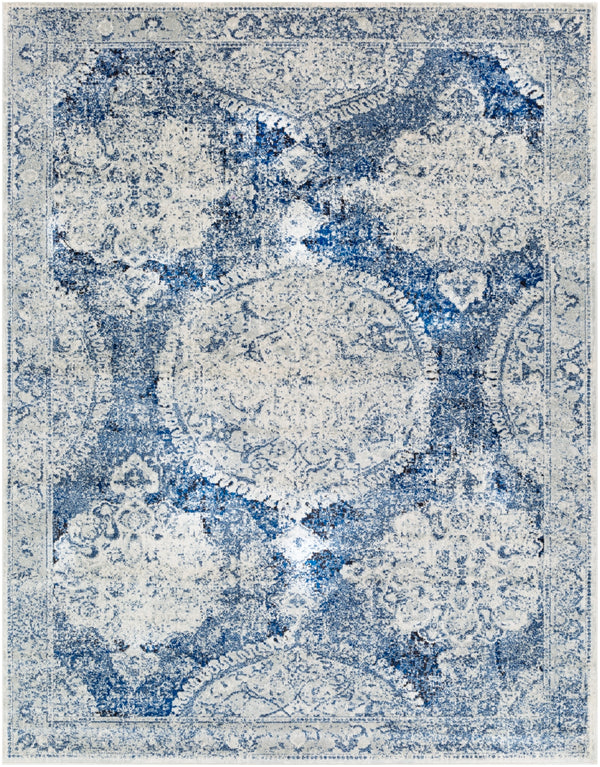 Harput HAP-1039 Traditional Polypropylene Rug HAP1039-710103 Dark Blue, Ivory, Light Gray, Charcoal 100% Polypropylene 7'10" x 10'3"