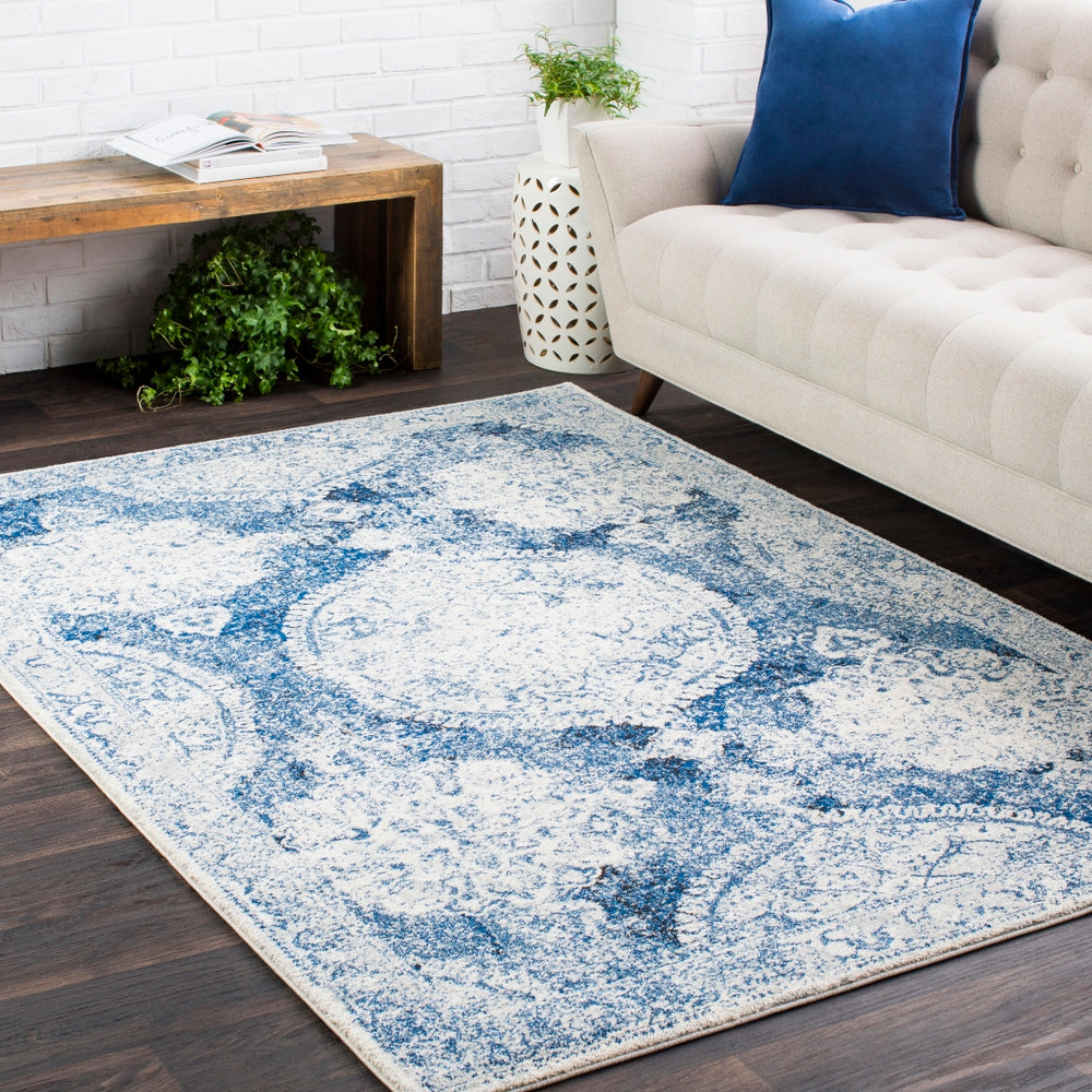 Harput HAP-1039 Traditional Polypropylene Rug HAP1039-93126 Dark Blue, Ivory, Light Gray, Charcoal 100% Polypropylene 9' x 12'6"