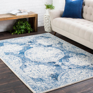 Harput HAP-1039 Traditional Polypropylene Rug HAP1039-93126 Dark Blue, Ivory, Light Gray, Charcoal 100% Polypropylene 9' x 12'6"