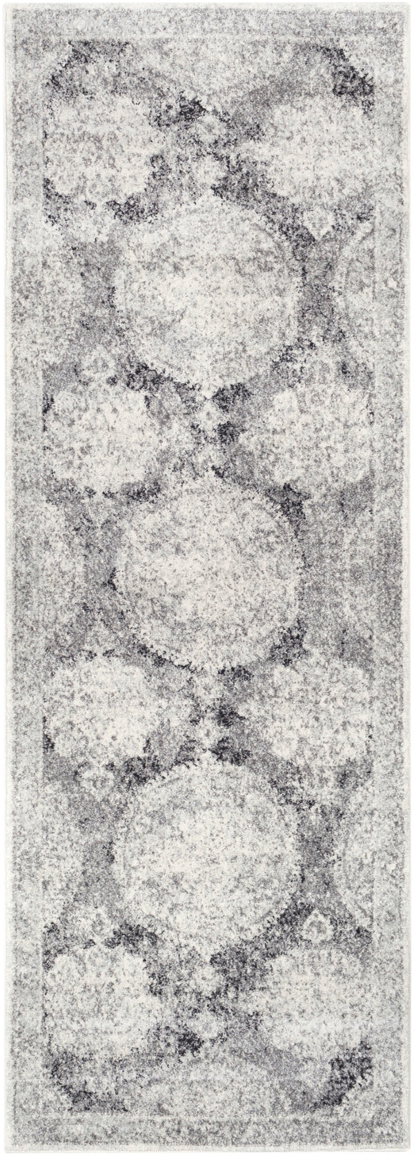Harput HAP-1041 Traditional Polypropylene Rug HAP1041-2773 Light Gray, Medium Gray, Ivory, Charcoal 100% Polypropylene 2'7" x 7'3"