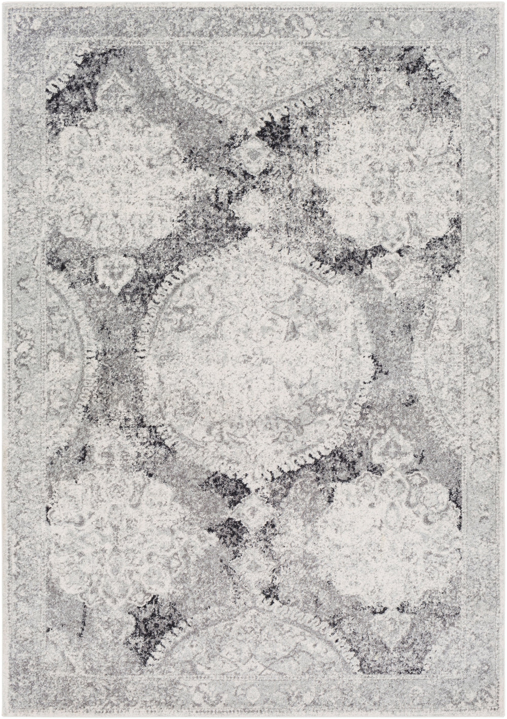 Harput HAP-1041 Traditional Polypropylene Rug HAP1041-93126 Light Gray, Medium Gray, Ivory, Charcoal 100% Polypropylene 9' x 12'6"