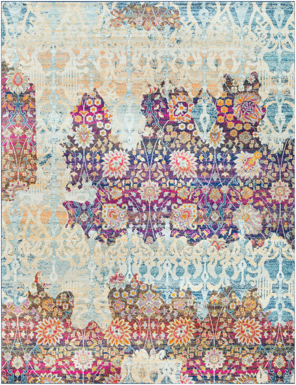 Harput HAP-1049 Traditional Polypropylene Rug HAP1049-710103 Burnt Orange, Saffron, Garnet, Dark Blue, Teal, Ivory, Light Gray, Medium Gray 100% Polypropylene 7'10" x 10'3"