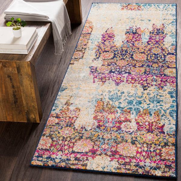 Harput HAP-1049 Traditional Polypropylene Rug HAP1049-2773 Burnt Orange, Saffron, Garnet, Dark Blue, Teal, Ivory, Light Gray, Medium Gray 100% Polypropylene 2'7" x 7'3"