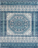 Harput HAP-1081 Traditional Polypropylene Rug HAP1081-710103 Dark Blue, Teal, Light Gray, Beige 100% Polypropylene 7'10" x 10'3"