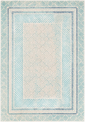 Harput HAP-1098 Global Polypropylene Rug HAP1098-93126 Aqua, Light Gray, Bright Blue, Ivory 100% Polypropylene 9' x 12'6"