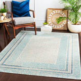 Harput HAP-1098 Global Polypropylene Rug HAP1098-93126 Aqua, Light Gray, Bright Blue, Ivory 100% Polypropylene 9' x 12'6"