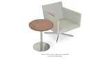 Ares End Table Set: Harput Four Star Lounge Lightgrey Leatherette and Ares End Table Walnut