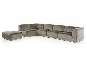 VIG Furniture Divani Casa Hawthorn - Modern Grey Fabric Modular Left Facing Sectional Sofa + Ottoman VGKK2388-LAF-C-649