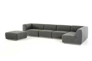 VIG Furniture Divani Casa Hawthorn - Modern Grey Fabric Modular Right Facing Sectional Sofa + Ottoman VGKK2388-RAF-D-240