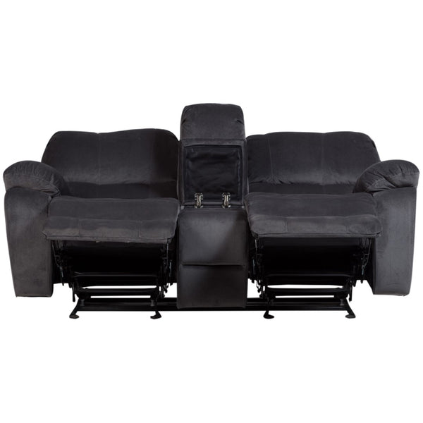 Porter Designs Ramsey Microfiber seat Transitional Reclining Console Love Gray 03-112C-02-6014