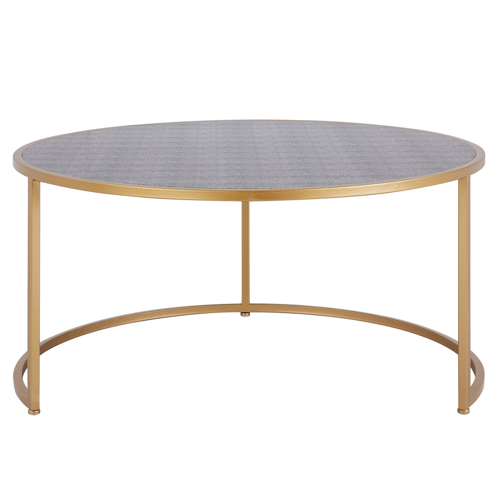 Anza Faux Shagreen Nesting Coffee Table Set of 2 Chronicle Gray