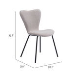 Zuo Modern Thibideaux 100% Polyester, Steel, Plywood Modern Commercial Grade Dining Chair Set - Set of 2 Light Gray 100% Polyester, Steel, Plywood