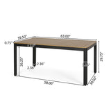 Doheny Outdoor Aluminum Dining Table, Natural and Black Noble House