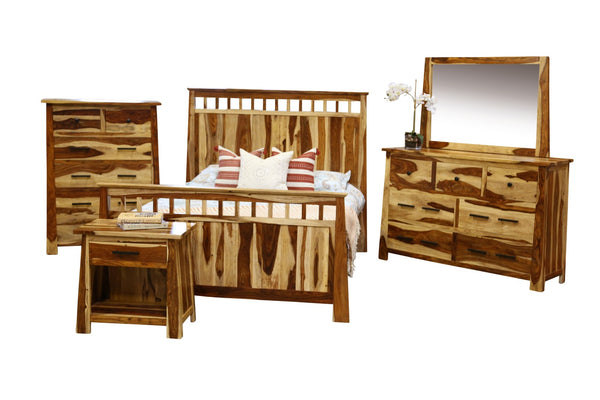Porter Designs Kalispell Solid Sheesham Wood Queen Natural Bed Natural 04-116-14-PDU102-KIT