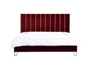 VIG Furniture Divani Casa Reyes Modern Red Velvet & Gold Eastern King Bed  VGYUHD-1880-RED