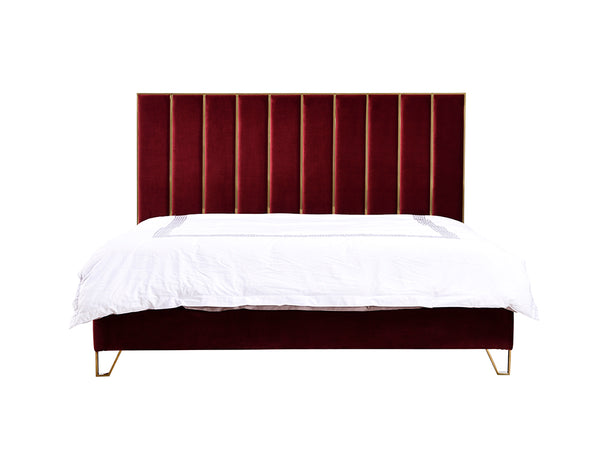 VIG Furniture Divani Casa Reyes Modern Red Velvet & Gold Eastern King Bed  VGYUHD-1880-RED