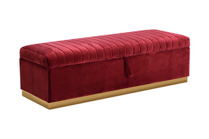 VIG Furniture Divani Casa Reyes Modern Red Velvet Bench w/ Storage VGYUHD-1884-RED