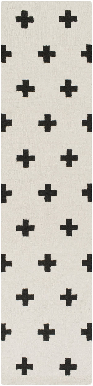 Hilda HDA-2390 Modern Wool Rug HDA2390-2310 Cream, Black 100% Wool 2'3" x 10'
