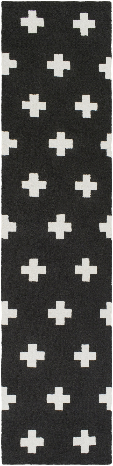 Hilda HDA-2391 Modern Wool Rug HDA2391-7696 Black, White 100% Wool 7'6" x 9'6"