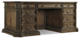 Rhapsody Traditional-Formal Executive Desk In Hardwood Solids, Pecan, Hickory, Ash, Black Walnut & Maple Veneers, Resin, High Quality Bonded Leather