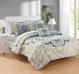 Raina Blue King 4pc Quilt Set