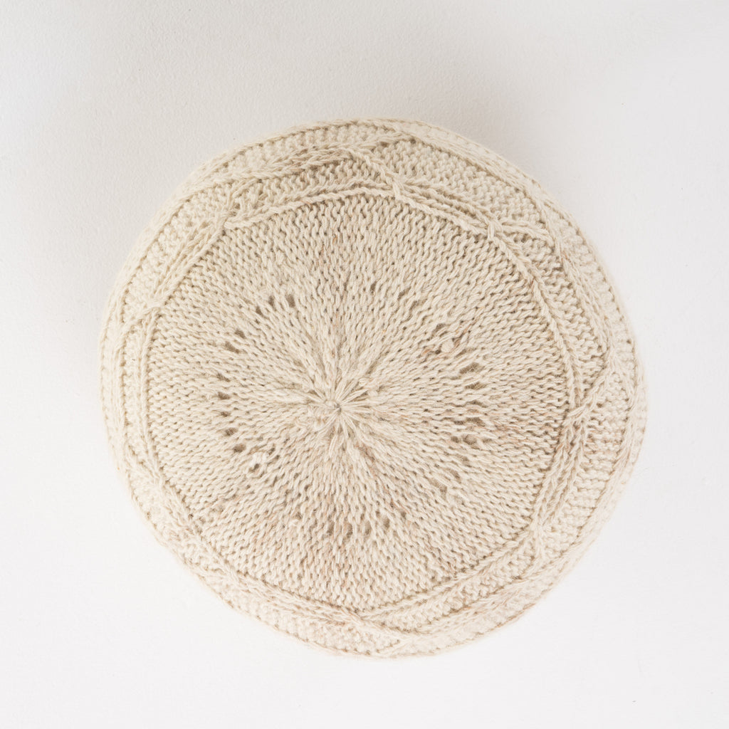 McCardell Handcrafted Boho Fabric Pouf, Ivory Noble House