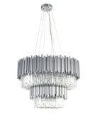 Bethel Satin Nickel Chandelier in Stainless Steel & Crystal