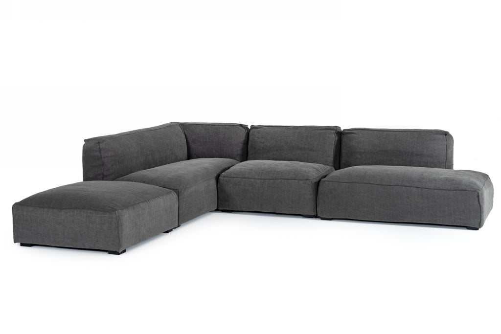 VIG Furniture Divani Casa Hearn - Contemporary Dark Grey Fabric Modular Sectional Sofa VGAFCUBE