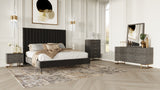 VIG Furniture Modrest Hemlock Howard- Modern Dark Grey Velvet and Shagreen Grey Bedroom Set VGKKB606-GRY-H-SET