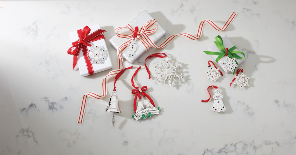 Jeweled Santa Ornament - Set of 4