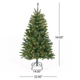 4.5-foot Noble Fir Pre-Lit Clear String Light Hinged Artificial Christmas Tree