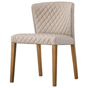 Albie Low-Back Dining Chair Set of 2 - Stylish Bonded Leather with Quilted Design & Solid Wood Legs